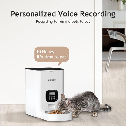 Automatic Cat Feeders - Timed Pet Feeder for Cats with Dry Food Dispenser, Desiccant Bag, Programmable Portion Control, 4 Daily Meals, 10S Voice Recorder