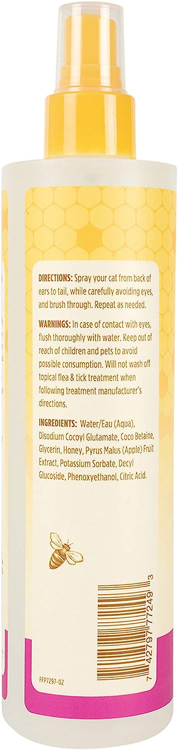 Cat Natural Waterless Shampoo with Apple and Honey | Cat Waterless Shampoo Spray | Easy to Use Cat Dry Shampoo for Fresh Skin and Fur without a Bath | Made in the USA, 10 Fl Oz