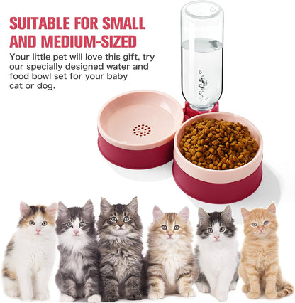 Cat Food Bowl, Cat Bowls Whisker Friendly with Water Dispenser for Cats and Small Dogs