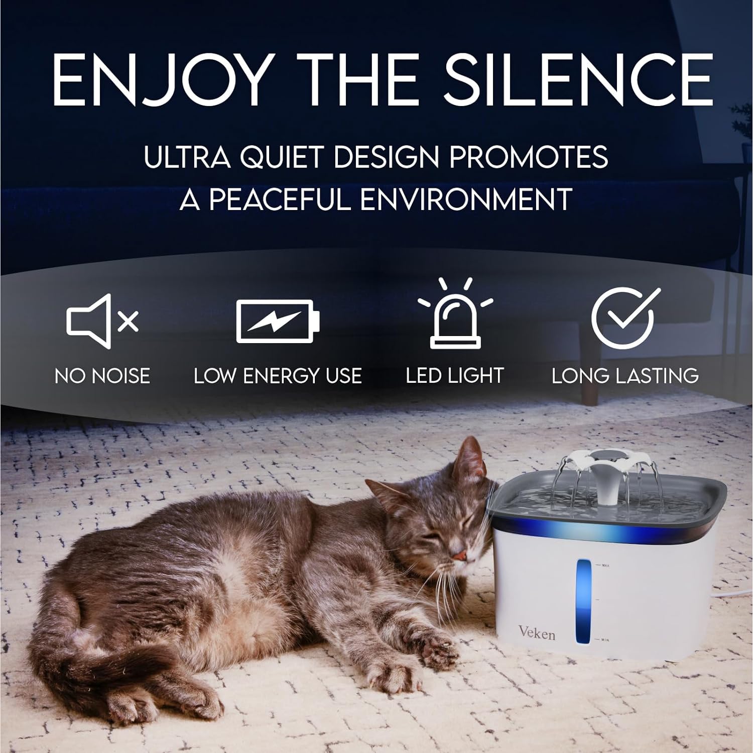 95Oz/2.8L Pet Fountain, Automatic Cat Water Fountain with Replacement Filters