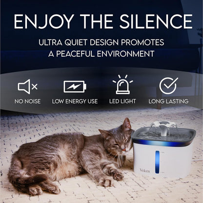 95Oz/2.8L Pet Fountain, Automatic Cat Water Fountain with Replacement Filters