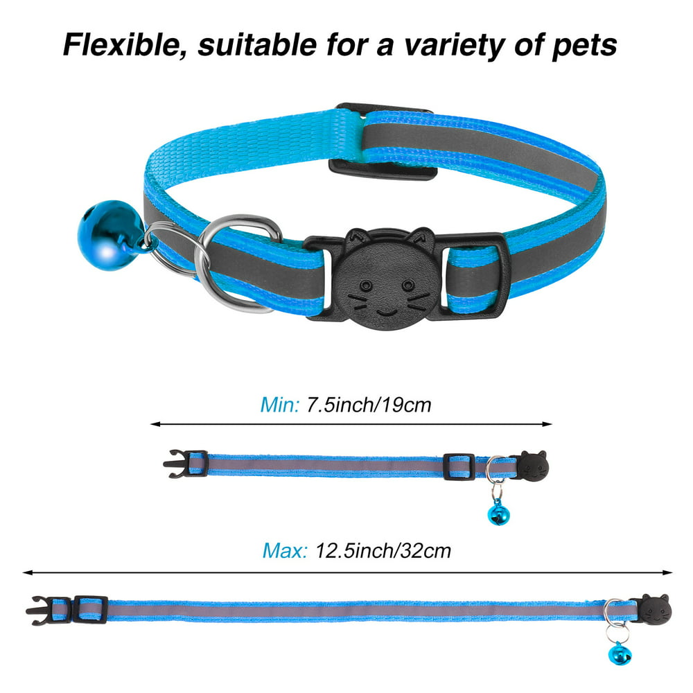 12 Pack Reflective Cat Collar with Bell, Solid & Safe Collars for Cats, Nylon, Mixed Colors, Safety Buckle