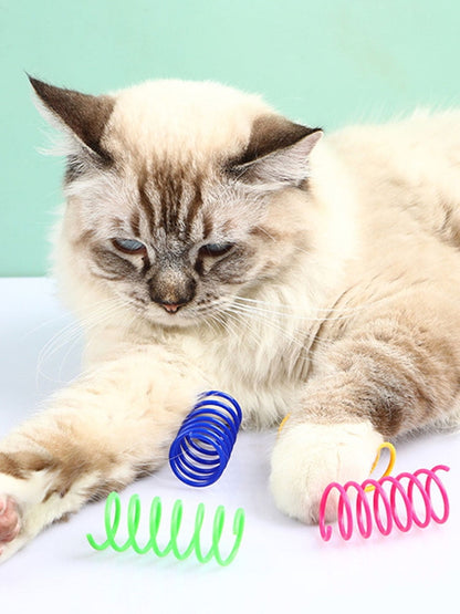 Colorful Springs Cat Toy, 16Pcs Cat Coil Toy, Durable Plastic , Bouncing and Training Fun 