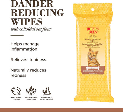 Cat Natural Dander Reducing Wipes | Kitten and Cat Wipes for Grooming | Cruelty Free, Sulfate & Paraben Free, Ph Balanced for Cats - Made in USA - 3 Pack