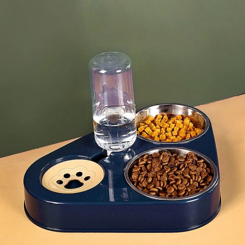 3In1 Pet Cat Food Bowl with Bottle. Automatic Drinking Feeder Fountain.