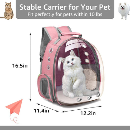 Cat Backpack Carrier Bubble Carrying Bag, Carrier for Small Medium Cats, Space Capsule Pet Carrier Hiking Backpack, Airline Approved Travel Carrier - Pink