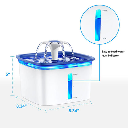 95Oz/2.8L Pet Fountain with Anti-Slip Mat, Cat Water Fountain Dispenser with Smart Pump, White & Blue