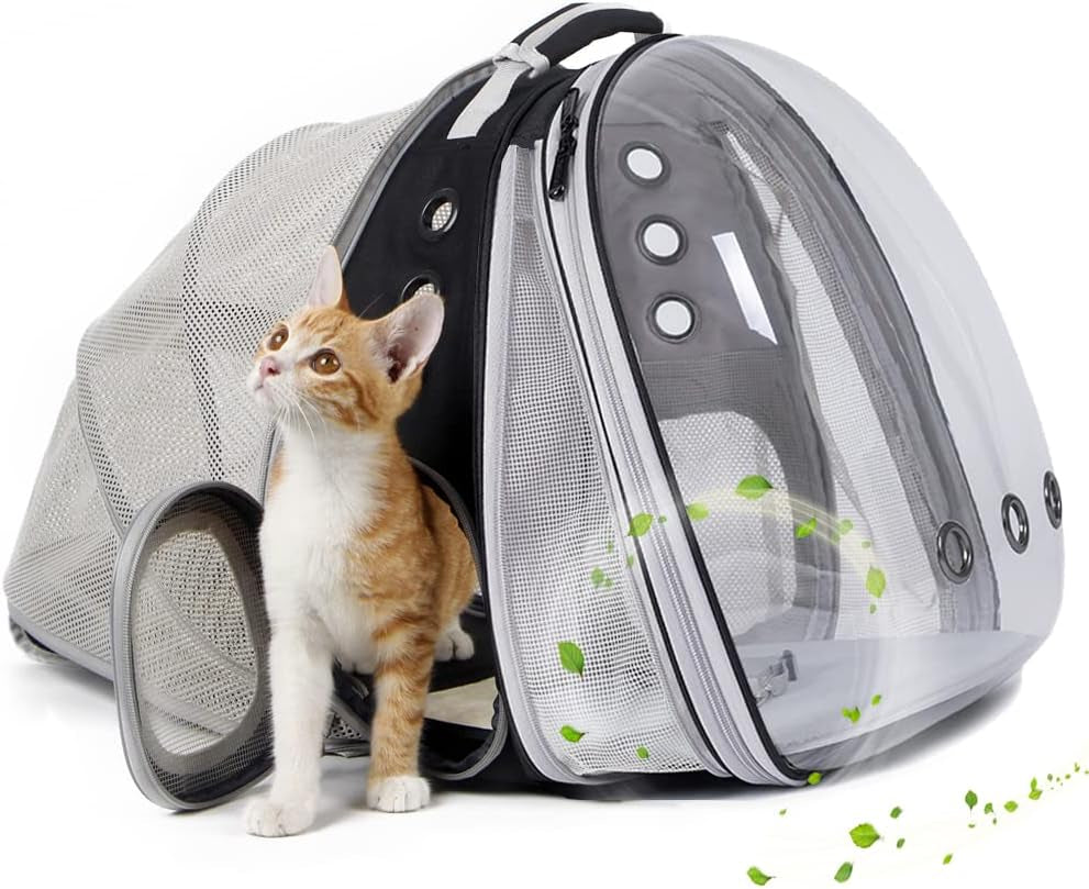 Cat Travel Backpack with Fan, Fit up to 20 Lbs, Space Capsule Astronaut, Clear Bubble Window Pet Backpack for Cats