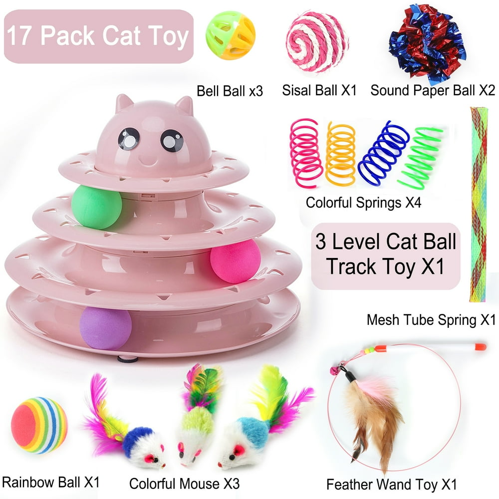 Interactive Cat Ball Roller Toy, Exercise Pet 4 Level Tower Toy 