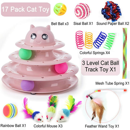 Interactive Cat Ball Roller Toy, Exercise Pet 4 Level Tower Toy 