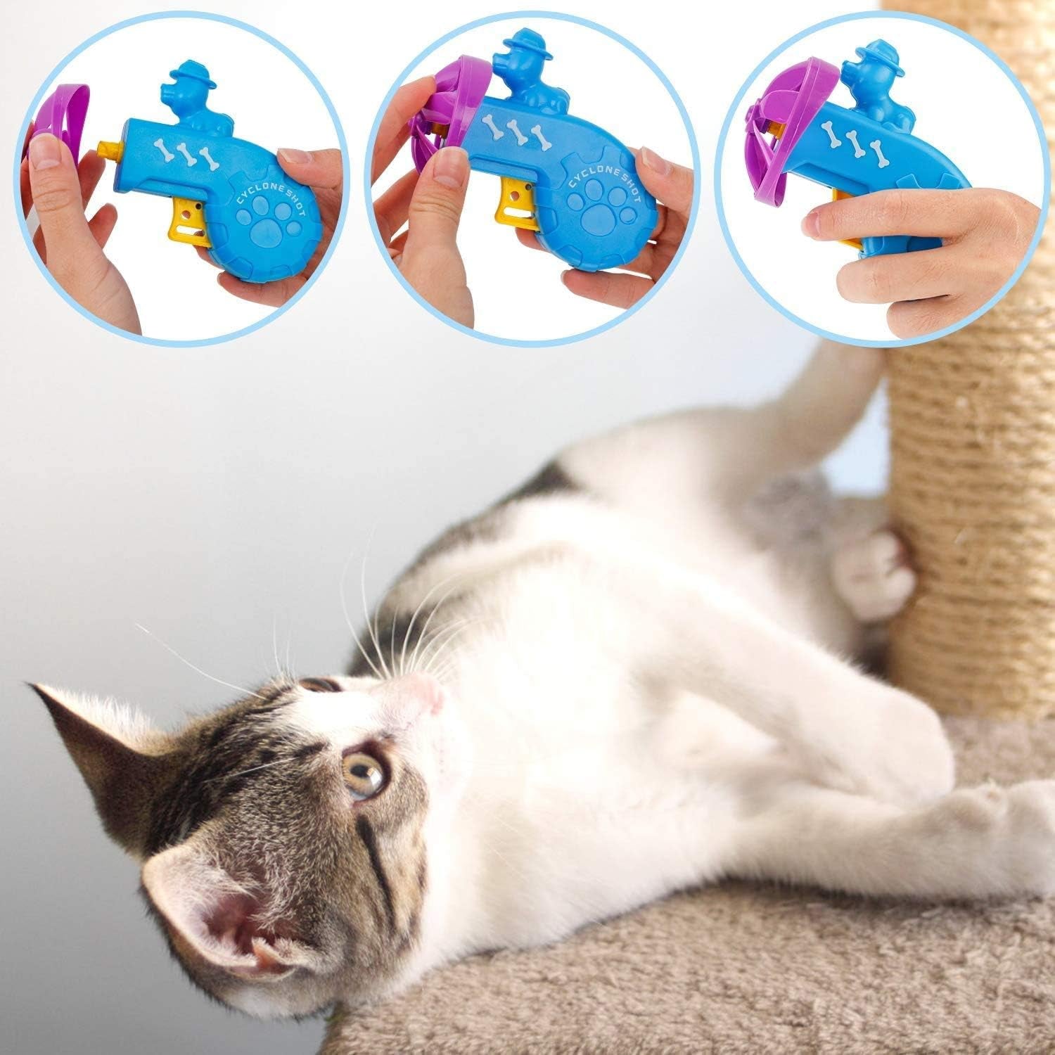 12 Pieces Cat Fetch Toy, Cat Tracking Toys, Cat Interactive Toys, Pet Training Exercise Chaser Tool, Kitten Fun Toys - Perfect for Chasing, Swatting, Batting Blue