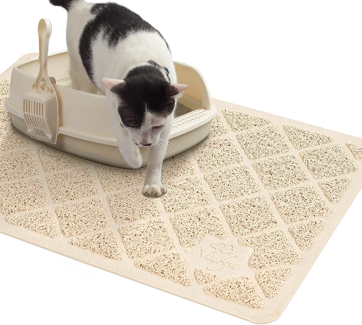 Premium Cat Litter Mat, Litter Box Mat with Non-Slip and Waterproof Backing, Litter Trapping Mat Soft on Kitty Paws and Easy to Clean, Cat Mat Traps Litter from Box