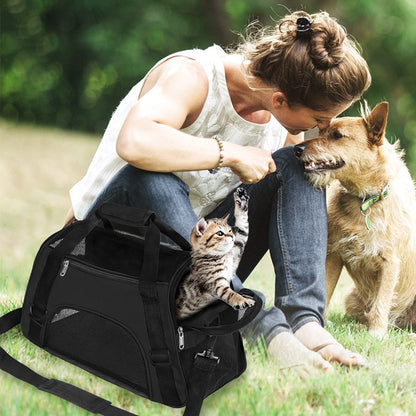 Pet Portable Mesh Breathable Carrier Bags for Small Medium Cats Handbag Travel Transport Bag Black