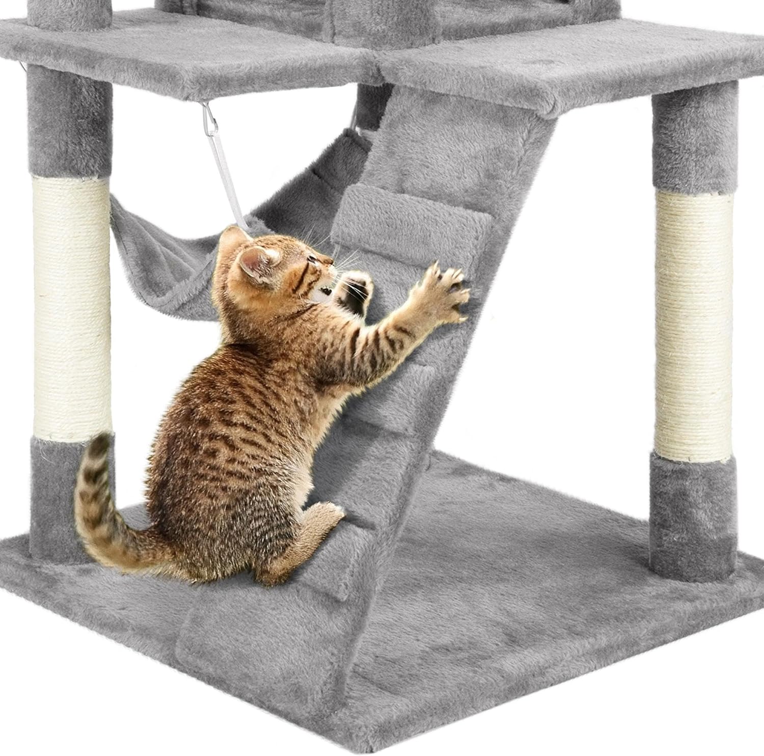 Cat Tree Tower Kitten Condo Scratching Post with Hammock Tunnel 51In