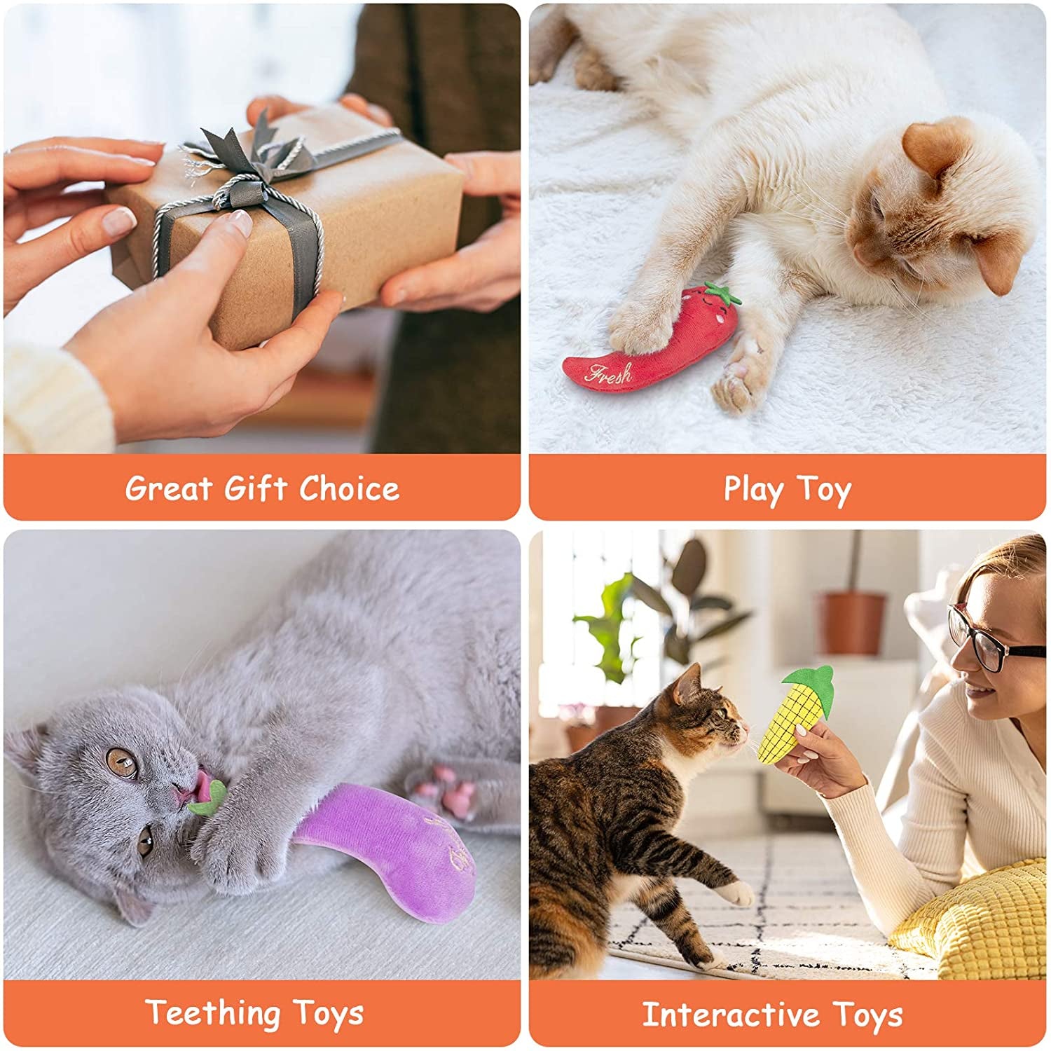 Cat Toys with Catnip, Cat Toys for Indoor Cats, Interactive Cat Toy, Cat Chew Toy, Cat Pillow Toys