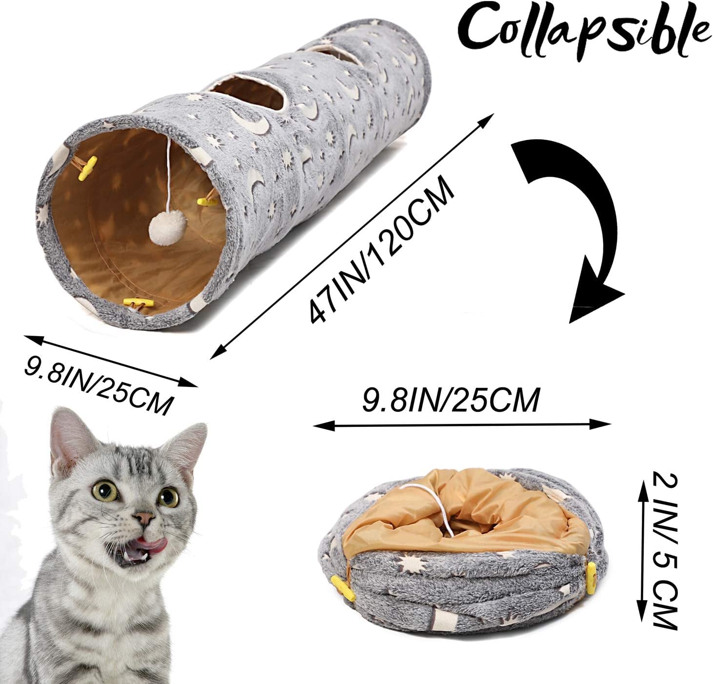 Cat Tunnel Tube with Plush Ball Toys 