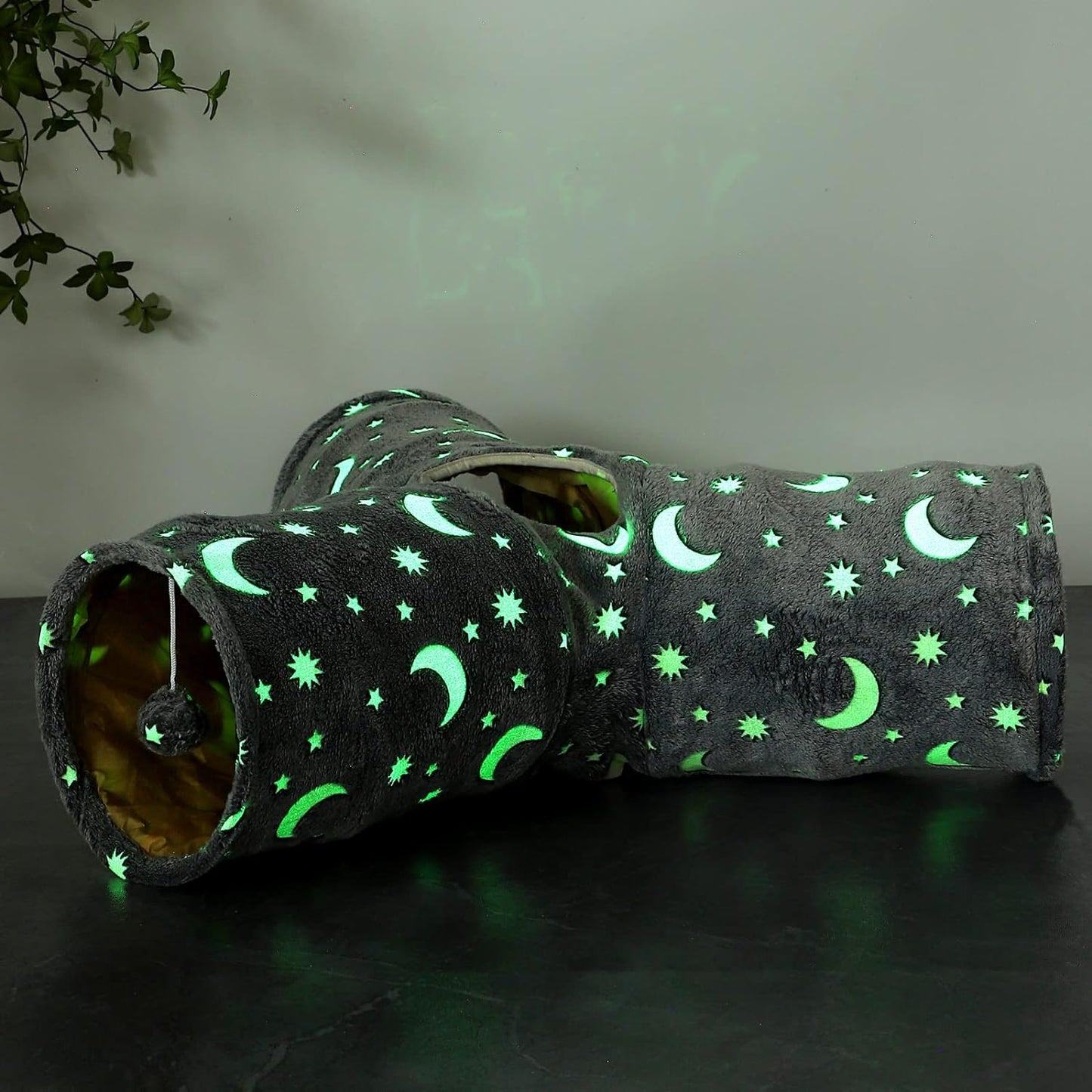 Cat Tunnel Tube with Plush Ball Toys, Collapsible Self-Luminous Photoluminescence