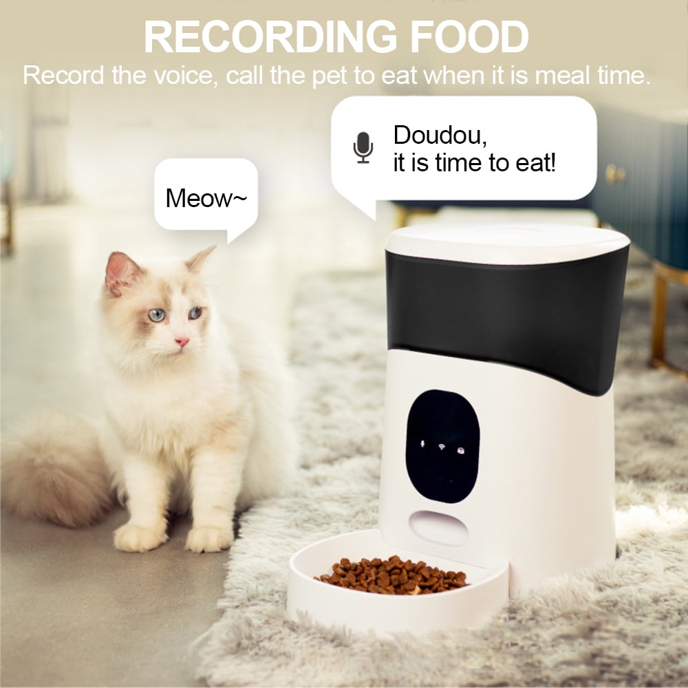 Wifi Automatic Pet Feeder with 10S Voice Recording - 5L Food Dispenser for Cats, Customizable Schedule up to 12 Portions for 10 Meals Daily