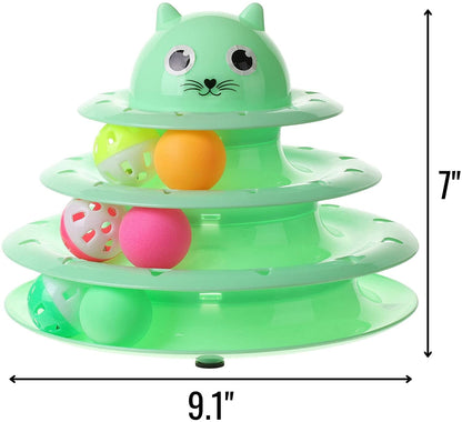 Cat Toy Roller, 3-Level with Six Colorful Balls, Kitten Toys for Indoor Cats