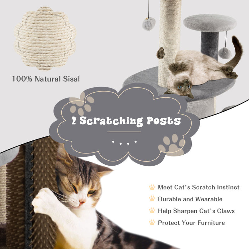 40 Inch Cat Tree Tower Multi-Level Activity Tree with 2-Tier Cat-Hole Condo