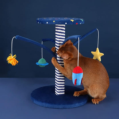 Starry Cat Scratching Post with Space Teaser Toys