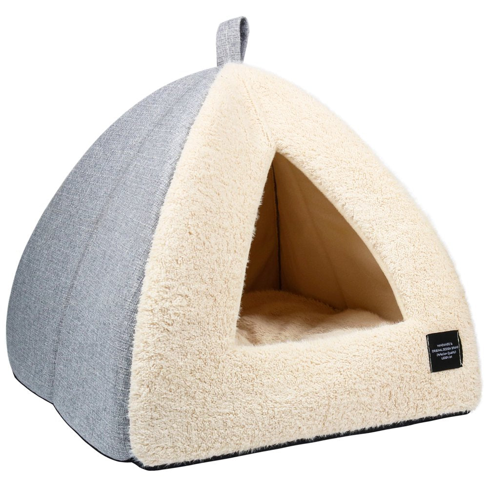 Cat Bed for Indoor Cats - Cat Tent with Removable Washable Cushioned Pillow, Soft and Self Warming Kitten Beds & Furniture