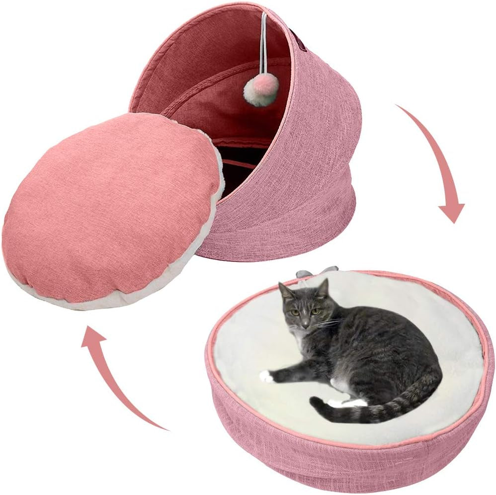 Cat Bed Calming Donut Cuddler, anti Anxiety Comfy Soft Pet round Bed, Plush Soft Cushion 