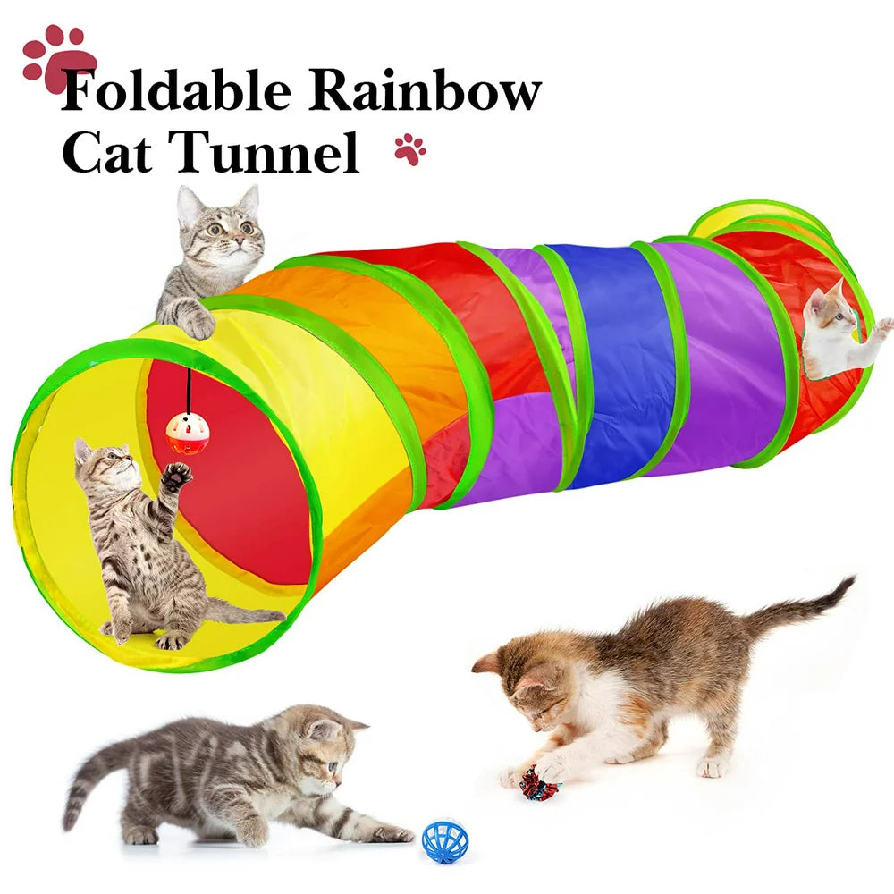 32 PCS Cat Toys Kitten Toys, Variety Catnip Toys with Rainbow Tunnel, Interactive 