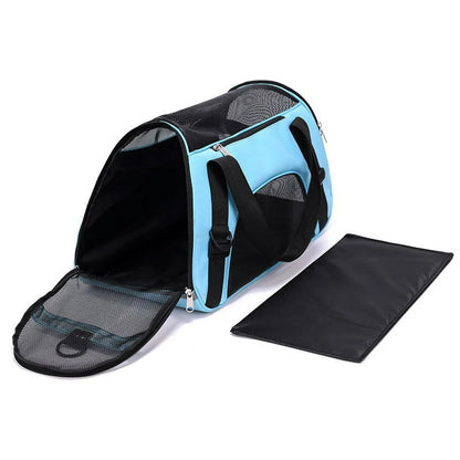 Cat Carrier Airline Approved Pet Carrier Soft Sided Carriers, 4-Window Portable Foldable Travel Bag for Medium Large Cats, Kitten (Large, Blue)