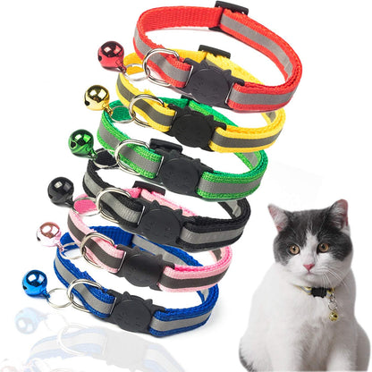 Breakaway Cat Collar with Bell, Kitten Collars Reflective Cat Collars - Ideal Size Pet Collars for Cats 