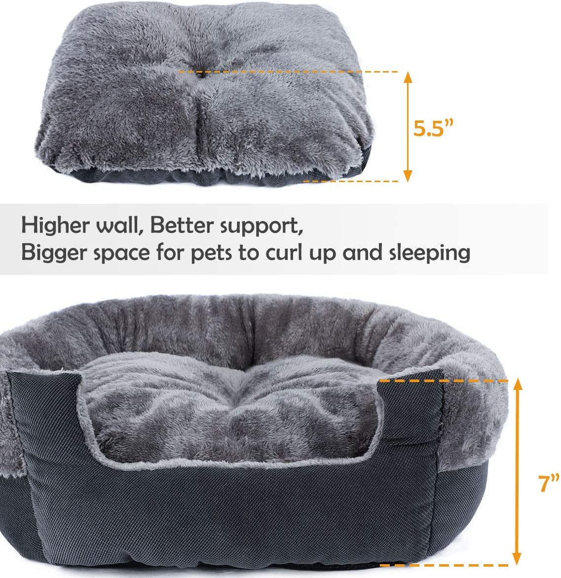 Faux Wool Microsuede Pet Bed, 20 X 20 X 7 In, Ideal for Indoor Cats 