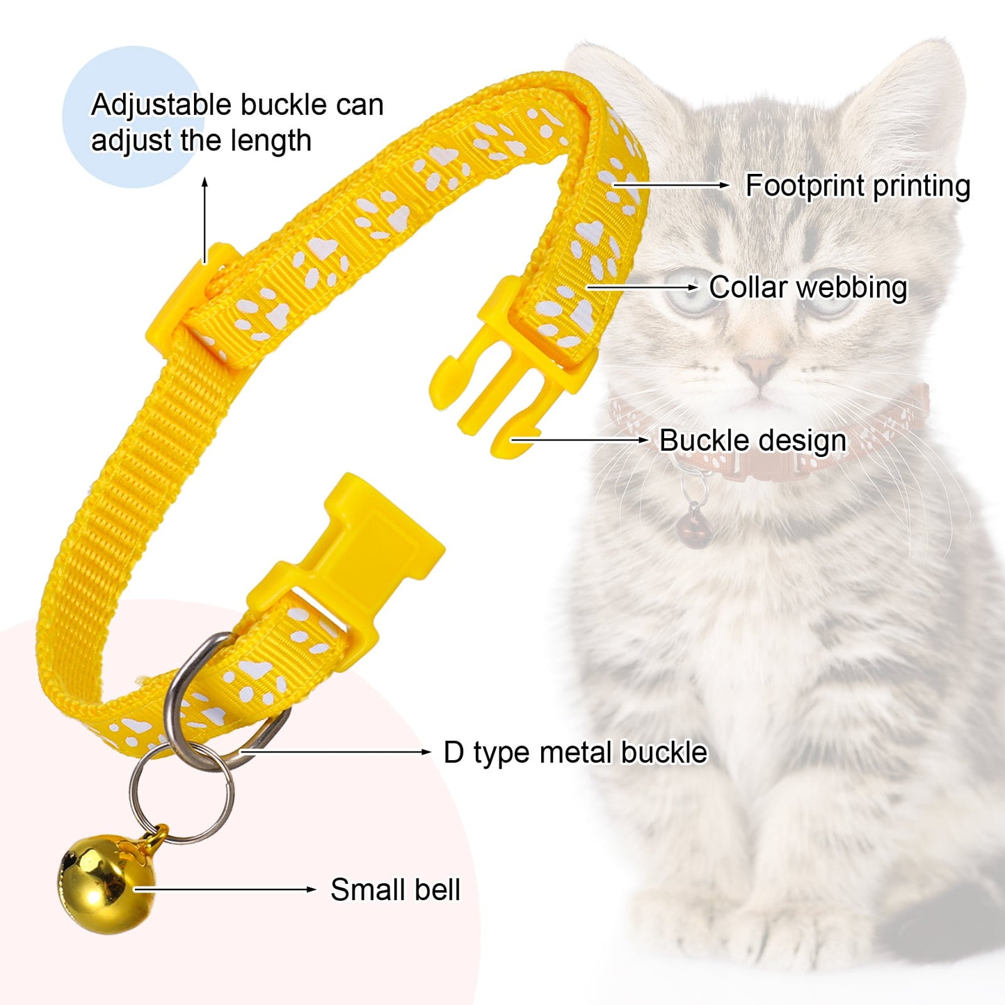 18 Pcs Cat Collar with Bell, Breakaway Cat Collars, Adjustable Whelping Collars, Assorted Colors 