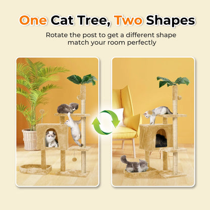 Cat Tree,52" Cat Tower for Indoor Cats, Cat Tree with Scratching Posts, Plush Perch Stand