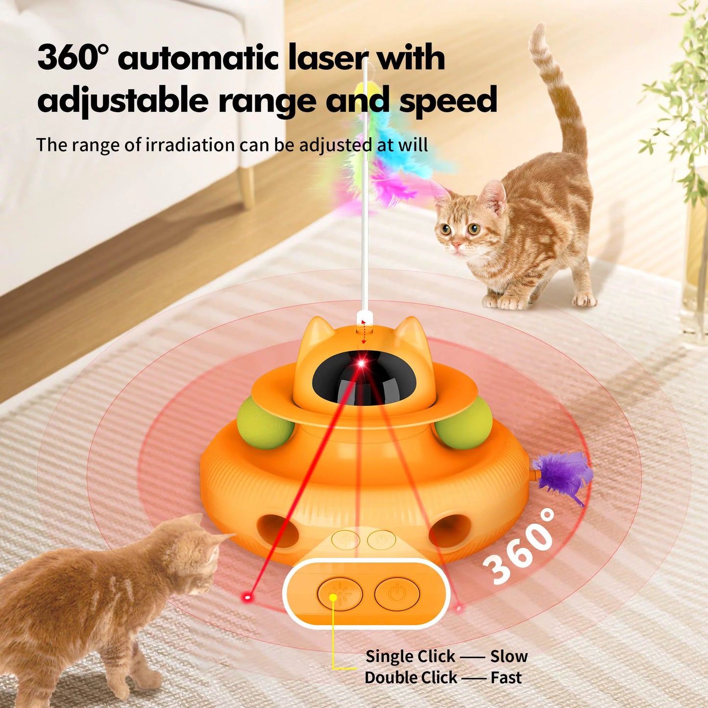 Interactive Cat Toys, Laser Kitten Toy for Indoor Cats, Cat Feather Mice Toys, Pets Smart Electric Cat Toys