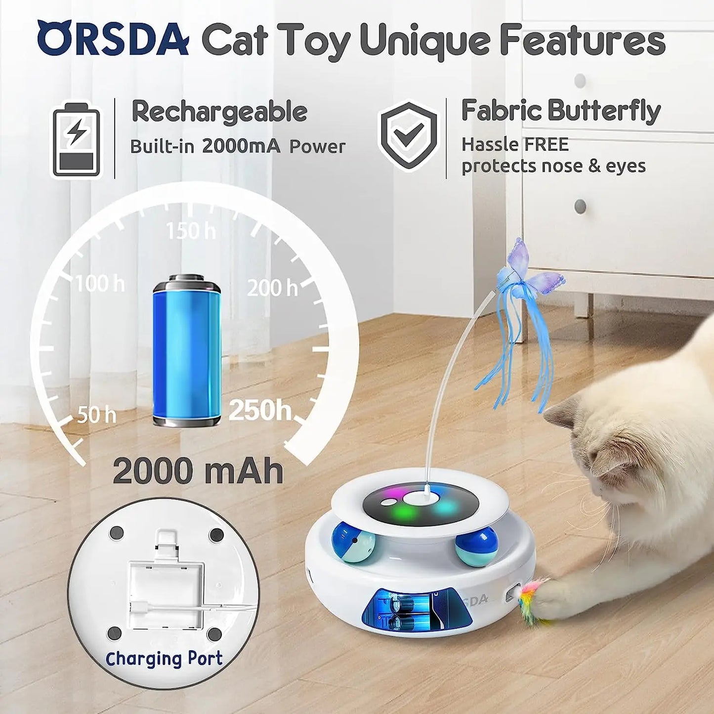 3-In-1 Interactive Cat Toys for Indoor Cats 