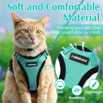 Cat Harness and Leash for Walking, Escape Proof Soft Adjustable Vest Harnesses for Cats, Easy Control Breathable Reflective Strips Jacket