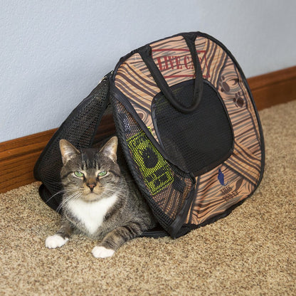 Designs Cat Carrier with Zipper Lock- Foldable Travel Cat Carrier, 15"X20"X14", Cats and Kittens