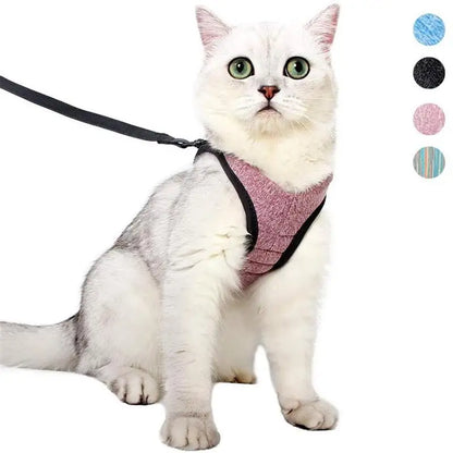 Adjustable Cat Harness Leash Set, Breathable for Cats Outdoor Walking