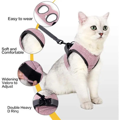 Adjustable Cat Harness Leash Set, Breathable for Cats Outdoor Walking