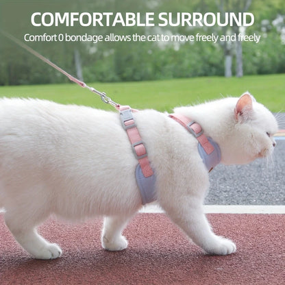 Adjustable Cat Harness and Leash Set, Breathable, Reflective Pet Harnesses Vest for Small Medium Cats Outdoor Walking