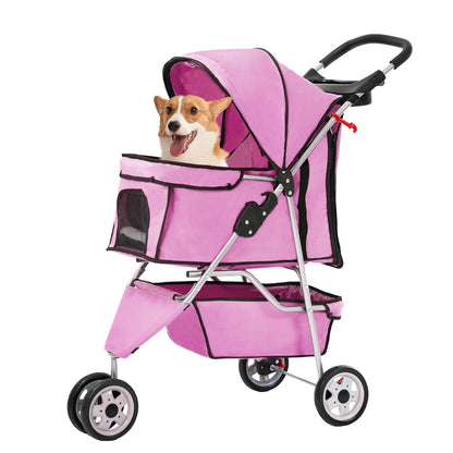 Pet Stroller, 3 Wheels, Travel Folding Carrier T13