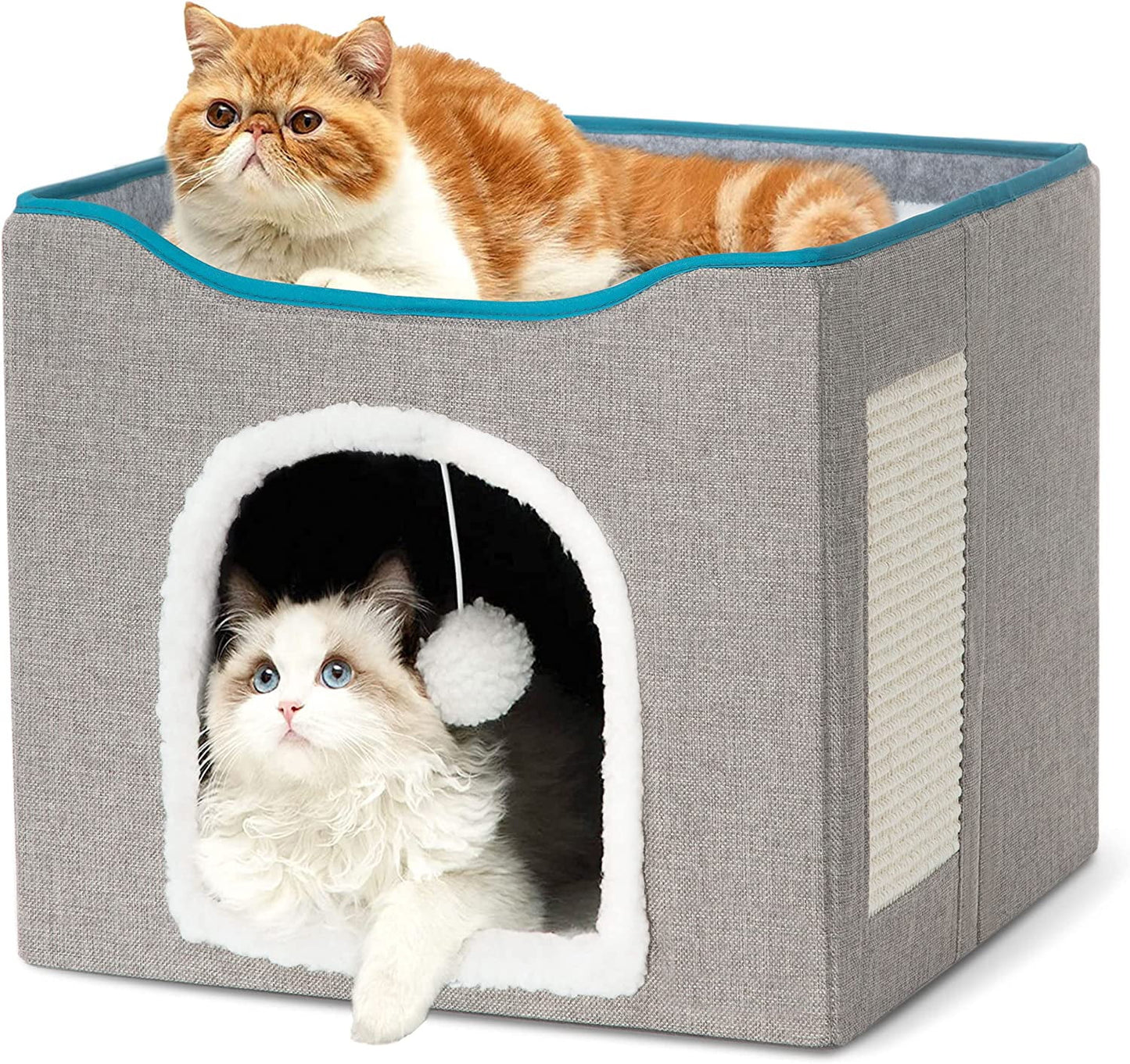 Cat Beds for Indoor Cats,  Large Cat Cave, Cat House with 2 Cushion