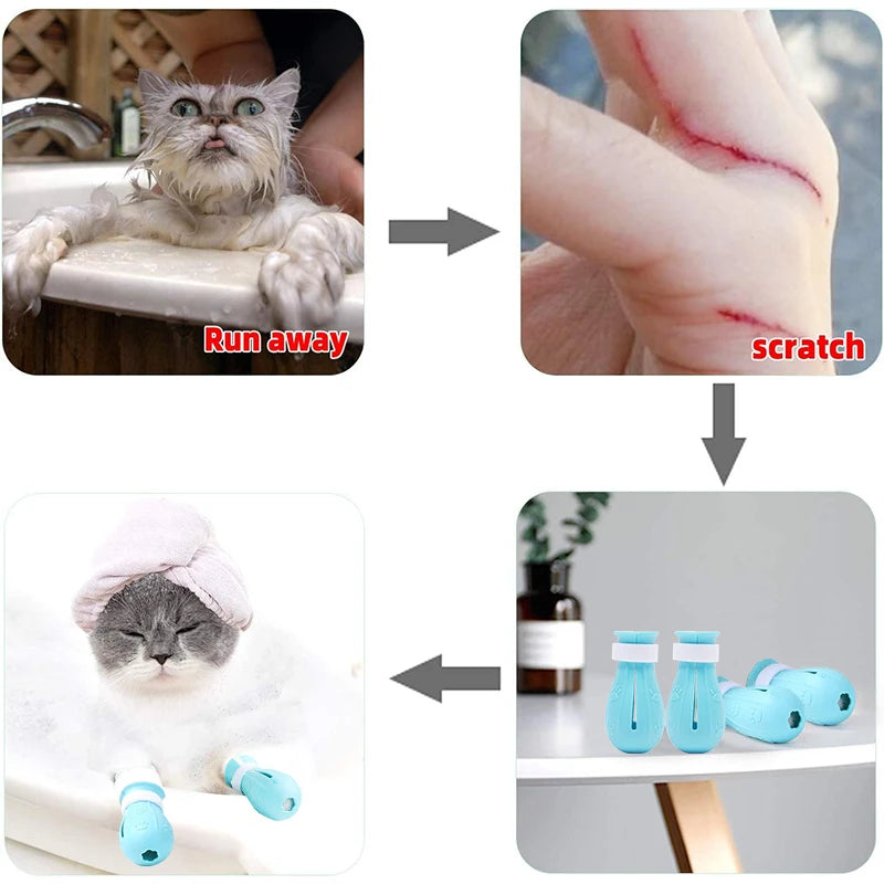 Cat Claw Protector Bath Anti-Scratch Cat Shoes 