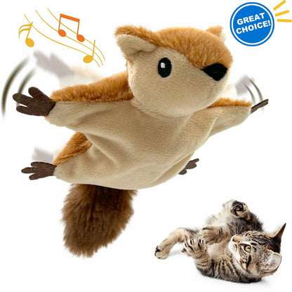 Interactive Cat Toys, Flapping Squirrel for Indoor Cats, Rechargeable, Vivid Chirping