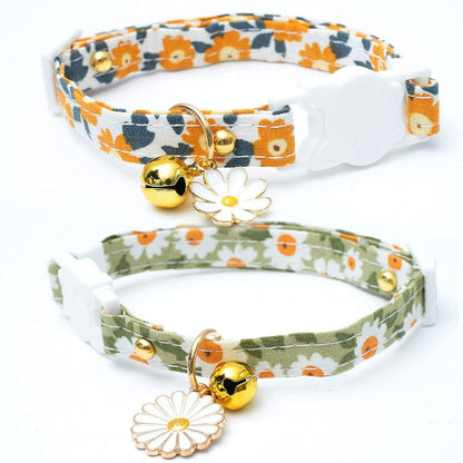 2 Pack Cotton Breakaway Cat Collars with Bell