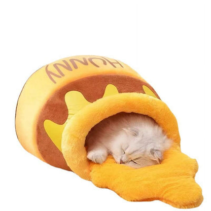 Honey Pot Cat Bed for Indoor - Comfortable Memory Foam  - with Removable Washable Cushioned Pillow