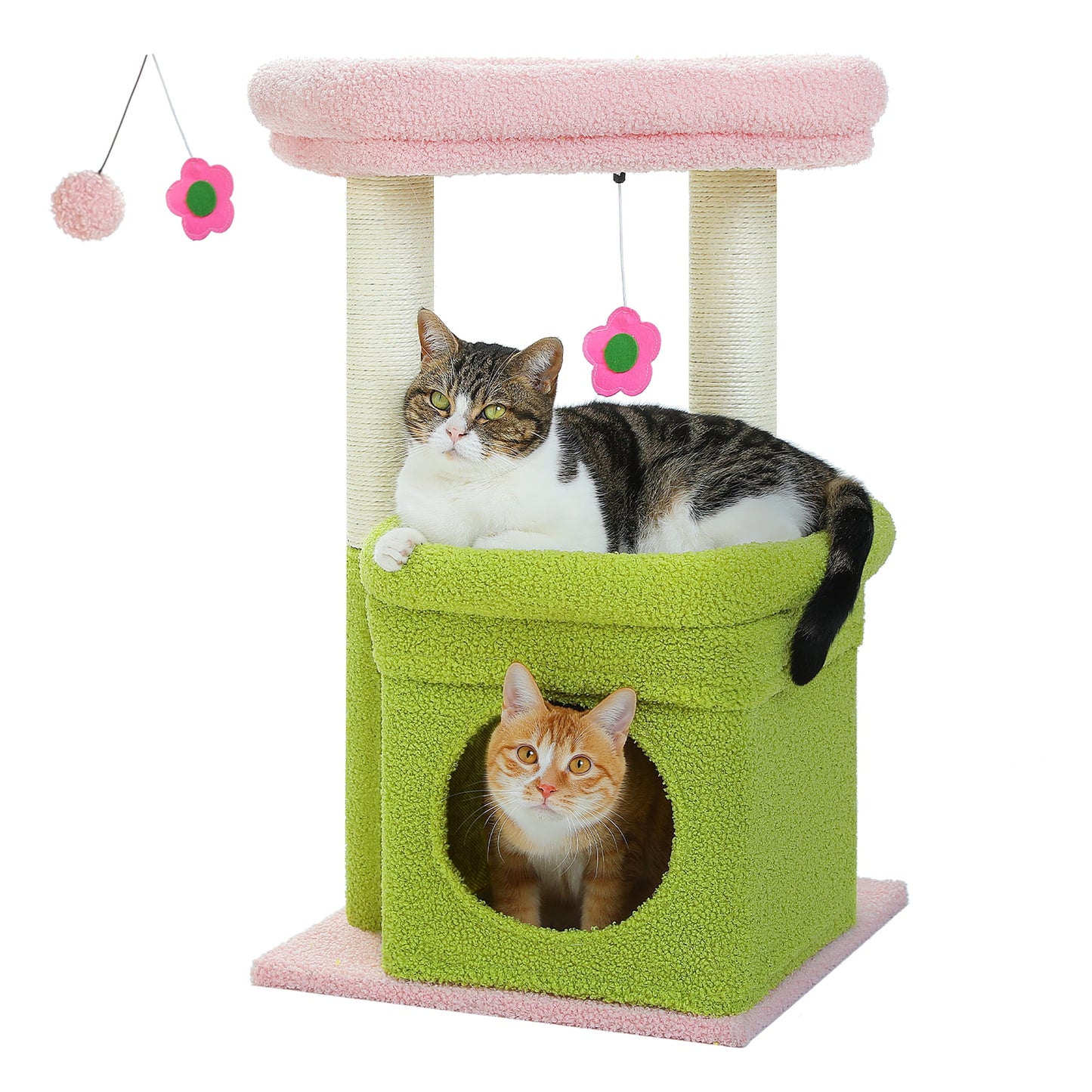 Cat Tree Condo 27" Cat Tower with Large Top Perch and Scratching Posts for Kittens and Medium Cats