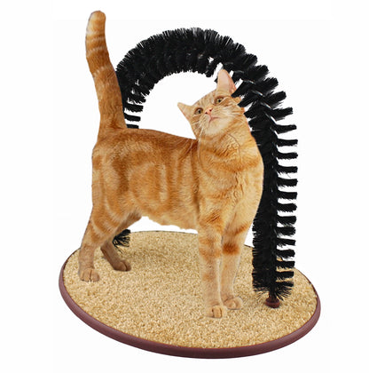 Perfect Cat Self Grooming Arch Post & Toy with Bristle and Catnip for Scratching, Brushing, and Massaging - Cat Grooming Arch