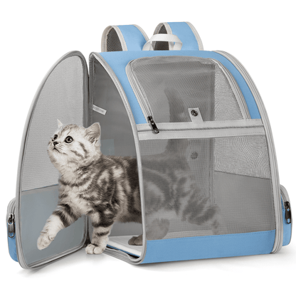 Pet Carrier Backpack for Cats, Cat Carrier with Side Pocket, Fully Ventilated Mesh, Airline Approved