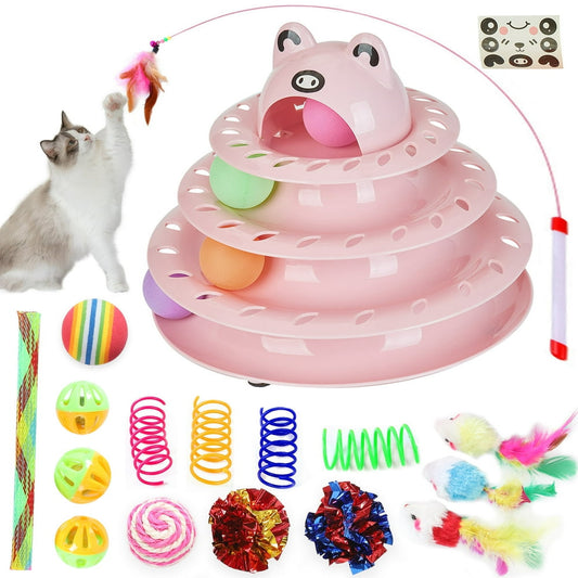 Interactive Cat Ball Roller Toy, Exercise Pet 4 Level Tower Toy 